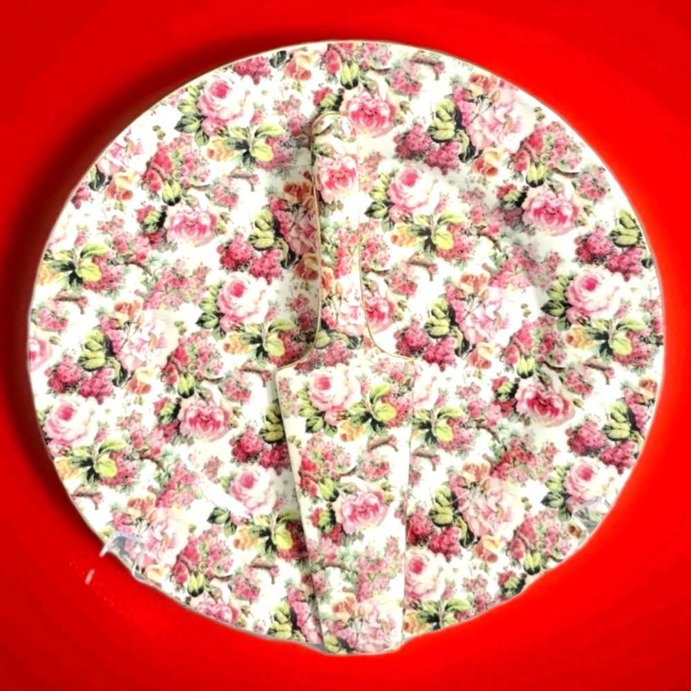Vintage, Formalities, Baum Bros, Cake Plate w/spatula & gold trim,  Rose Chintz,